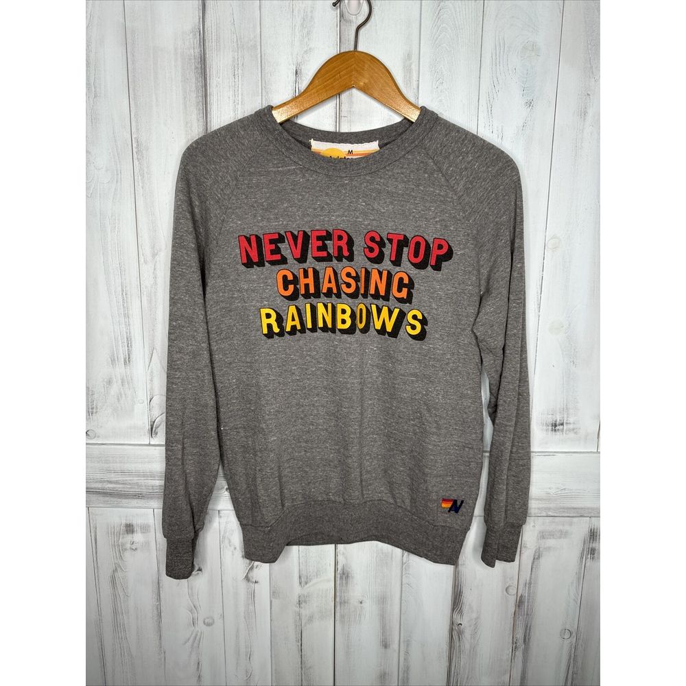 Unisex Aviator Nation Gray Never Stop Chasing Rainbows Pullover Sweatshirt M
